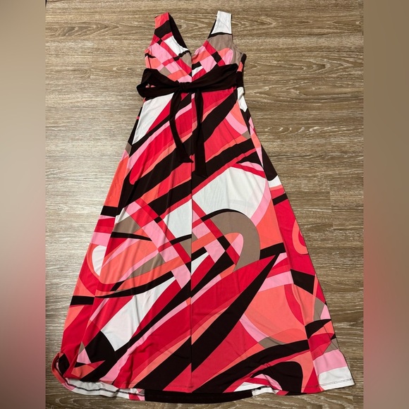 RARE Vintage Y2K Bisou Bisou Pink and Brown Patterned Maxi Dress Sz 6 EUC - Picture 6 of 6